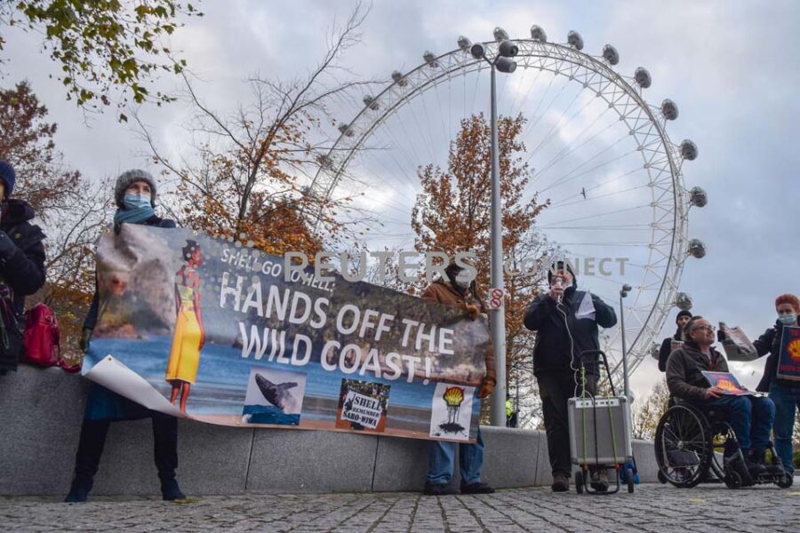 Protest against Shell's seismic blasting in London, UK - 04 Dec 2021
