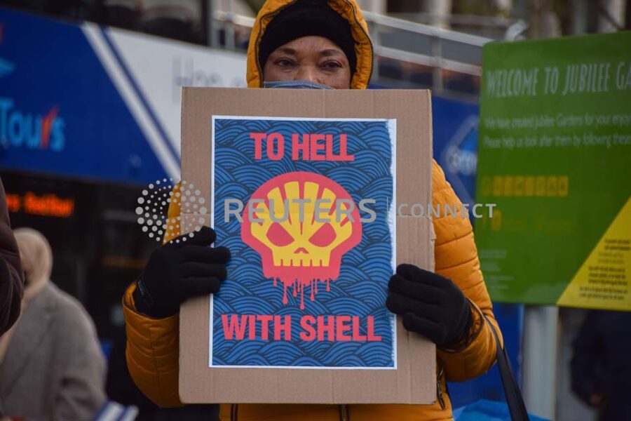 Protest against Shell's seismic blasting in London, UK - 04 Dec 2021