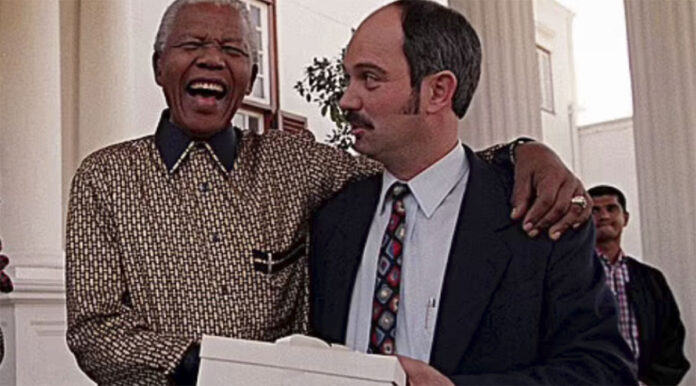 The key was used by the jailer, Christo Brand (pictured with Mandela in 1998), who became his friend, and who is now selling the small metal key more than seven years after Mandela's death. To use text or photos please contact Jamie Pyatt News Ltd - details below.
