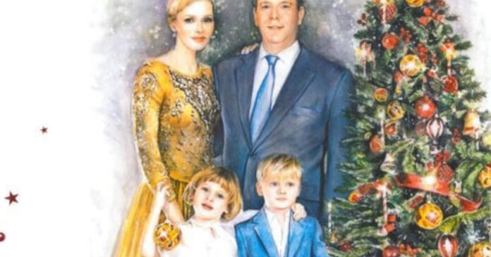 princess-charlene-Christmas-card Princess Charlene Shares Illustrated Family Christmas Card