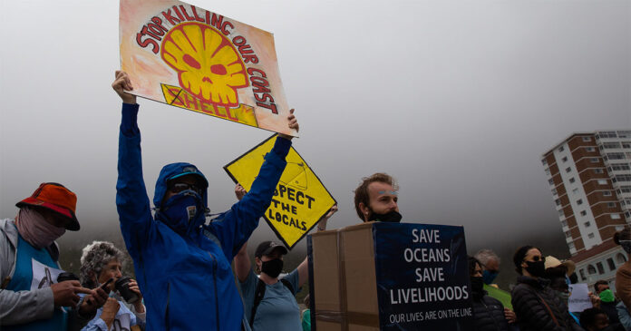 shell court case wild coast seismic survey Protesters in Muizenberg, Cape Town, call for Shell’s seismic survey on the Wild Coast to be stopped. Archive photo: Ashraf Hendricks
