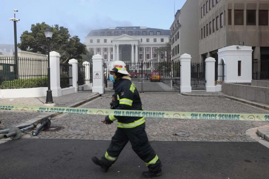 Fire Parliament Cape Town South Africa
