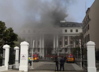 Fire Parliament Cape Town South Africa