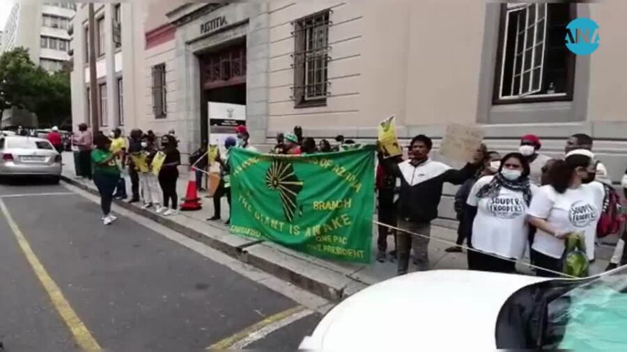 Dozens of protesters gathered outside the court building in central Cape Town on Tuesday, claiming Mafe is innocent.