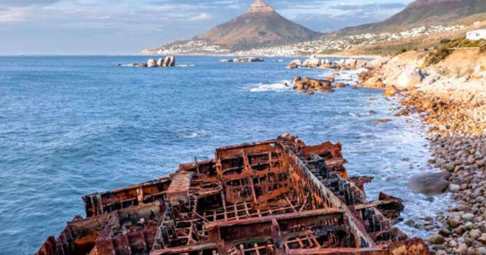 Spectacular video and photos of the Antipolis shipwreck in Cape Town, South Africa. All Photos: LUKE BELL