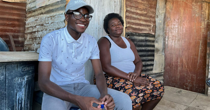 Dunoon-matrics Ephraim Simango and his mother Veronica who says she was speechless when she heard of her son’s seven distinctions in matric. Photos: Peter Luhanga