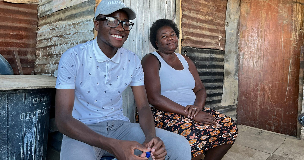 Ephraim Simango and his mother Veronica who says she was speechless when she heard of her son’s seven distinctions in matric. Photos: Peter Luhanga