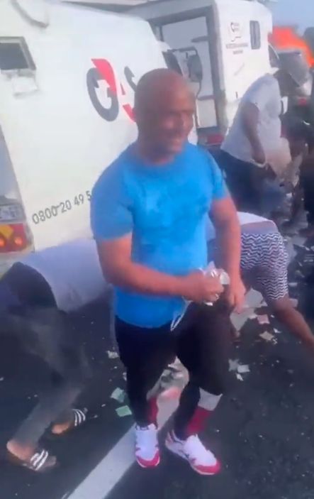 Grab Cash After cash in transit Heist in Cape Town, South Africa