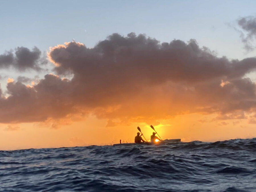 Durban paddlers Quinton Rutherford and Brett Hadiaris take on the Indian Ocean on their way to a world record 219km paddle from St Lucia to Durban - breaking the previous 24 hour record of 194km. Cindy Rutherford/ Gameplan Media