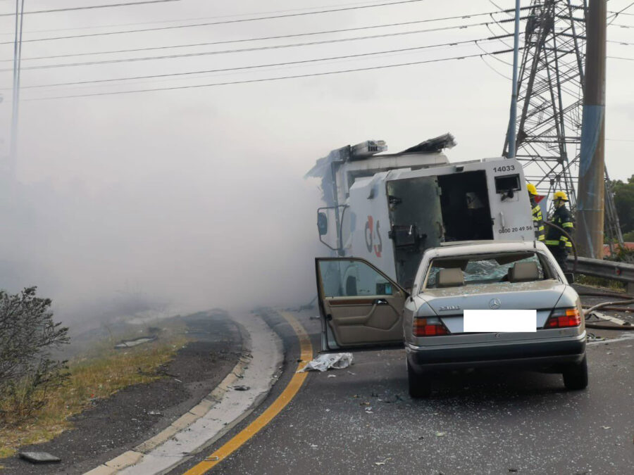 Grab Cash After cash in transit Heist in Cape Town, South Africa