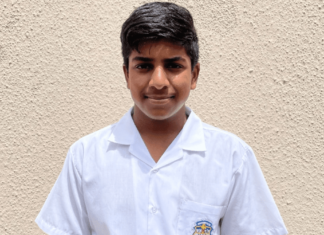 Pictured above: Nikhil Rathilall, a 13-year-old star student from Muizenberg, Cape Town.