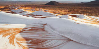 Snowfall in the Sahara desert. Photo: derdour rachid/Shutterstock