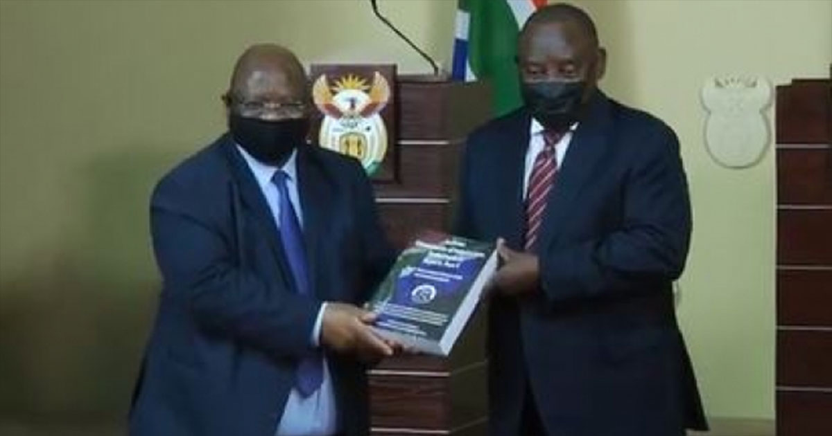 Acting Chief Justice Raymond Zondo handed over the three-volume report almost four years since the establishment of the Commission on Tuesday at the Union Buildings in Pretoria.