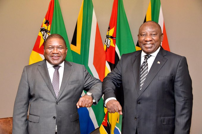 Presidents Cyril Ramaphosa and Mozambique's Filipe Nyusi.