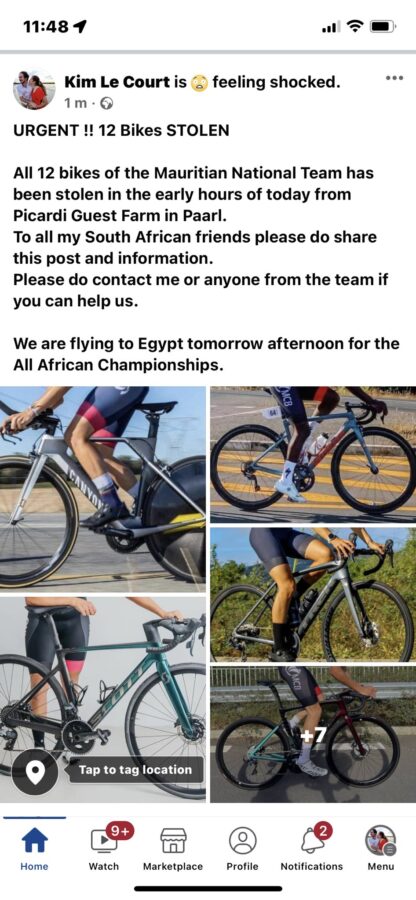 cycle tour bicycles stolen mauritius teams bikes