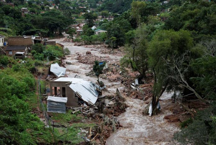 A general view of flood damaged homes in KwaNdengezi, Durban KZN Floods