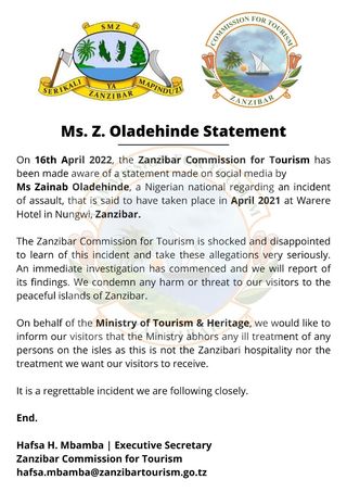 Zanzibar Tourism response