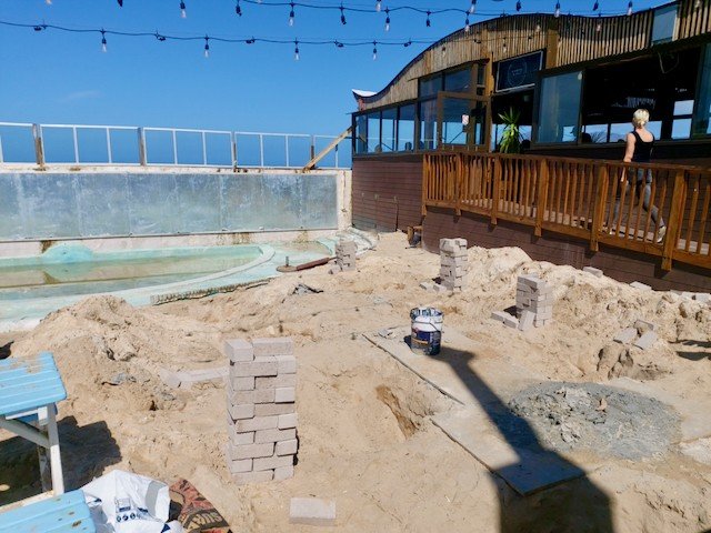 The Brass Bell in Kalk Bay started construction on the baby beach this week without the necessary approvals, prompting the City of Cape Town to intervene. Photo: Liezl Human