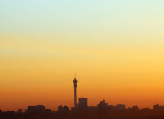 The Hillbrow Tower, an iconic tower used to identify the Johannesburg skyline, is seen as the sun rises, in Johannesburg