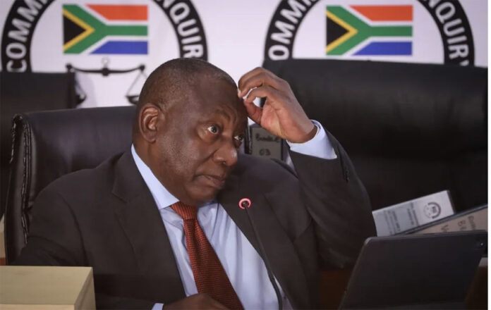 President Cyril Ramaphosa testified at the Zondo commission. EFE-EPA/Sumaya Hisham/Pool President Cyril Ramaphosa testified at the Zondo commission. EFE-EPA/Sumaya Hisham/Pool