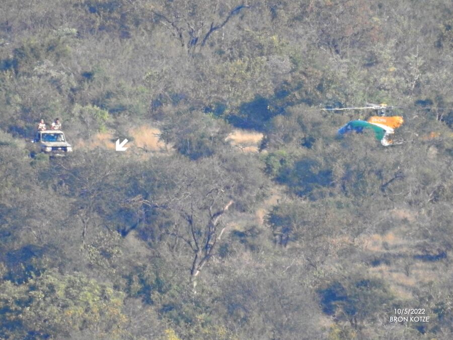 The helicopter went down to land. And within minutes, the team and vehicles started arriving.