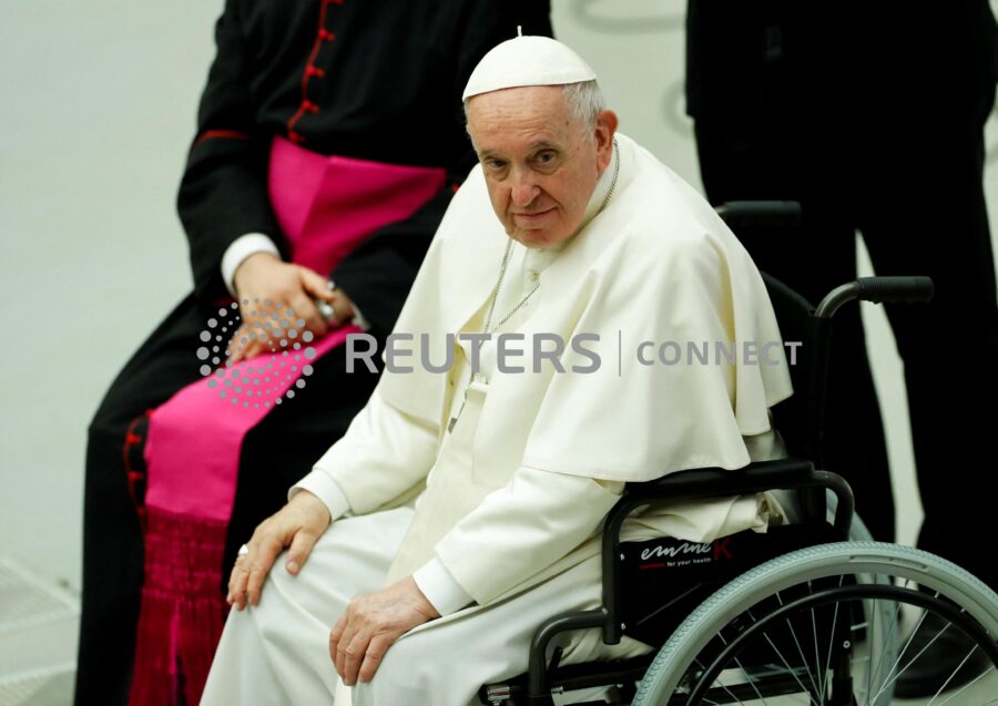 FILE PHOTO: Pope Francis meets soldiers of 'Granatieri di Sardegna' brigade at the Vatican