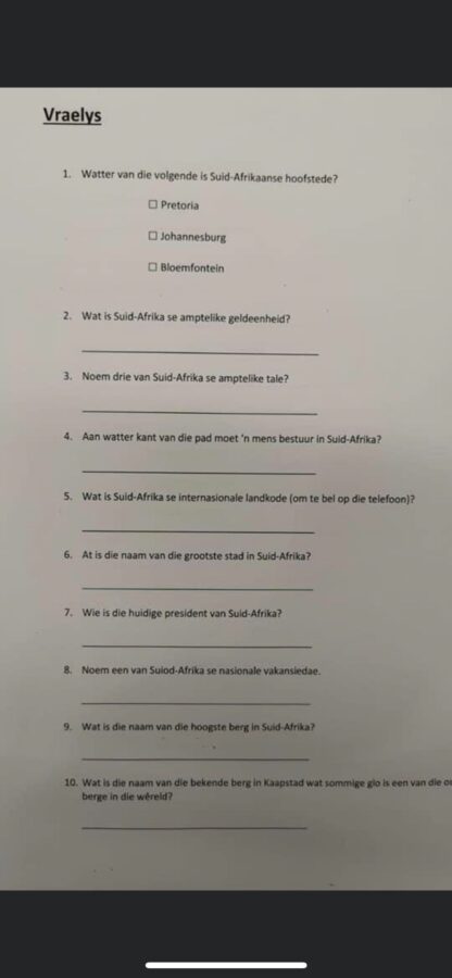 Afrikaans test on Ryanair 1