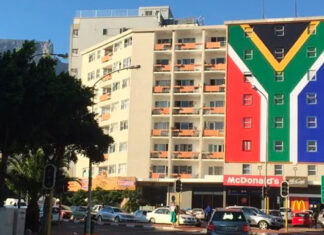 After the “Zuma must fall” sign was taken down, the South African flag was put up. This stayed for nearly three years. Photo supplied