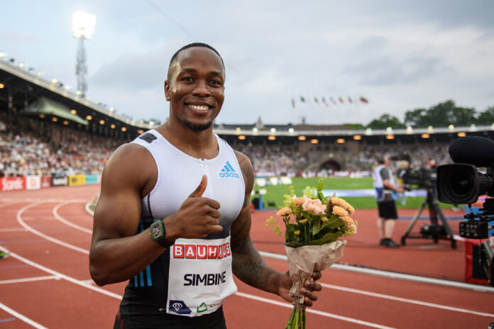 ATHLETICS-DIAMOND-LEAGUE-STOCKHOLM-BAUHAUS-GALAN-2022/ Akani Simbine of South Africa celebrates after winning men’s 100 meter during the athletics gala Bauhaus-galan, Diamond League Stockholm, on June 30, 2022 in Stockholm. Photo: Fredrik Karlsson / BILDBYRÅN