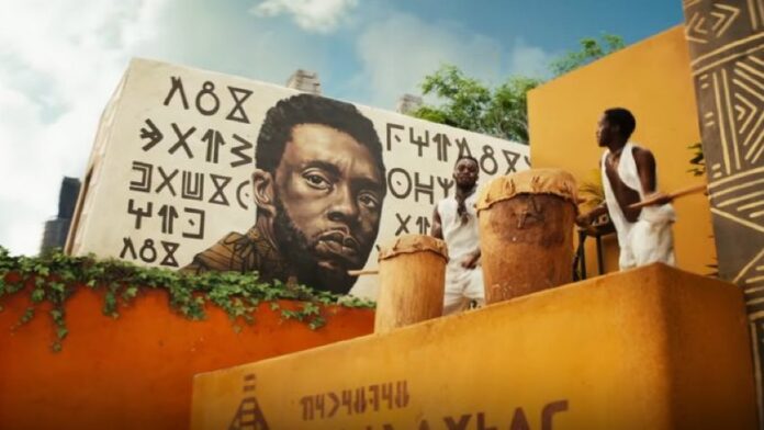 Wakanda Forever Trailer Epic Trailer for New Black Panther: Wakanda Forever features a mural paying homage to Chad Boseman's character.