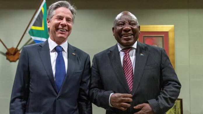 U.S. Secretary of State Antony Blinken visits South Africa US Secretary of State Blinken Meets with SA President Cyril Ramaphosa