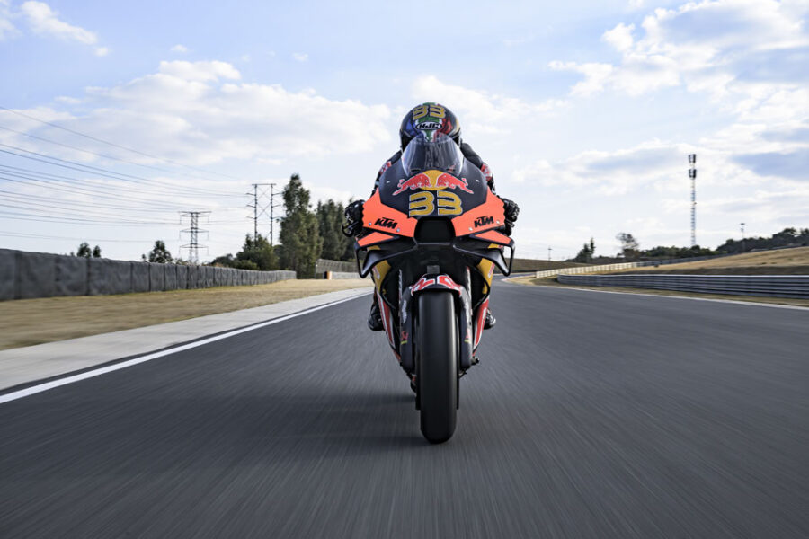Brad Binder in action while setting a new benchmark lap record on a modern MotoGP bike at Kyalami
