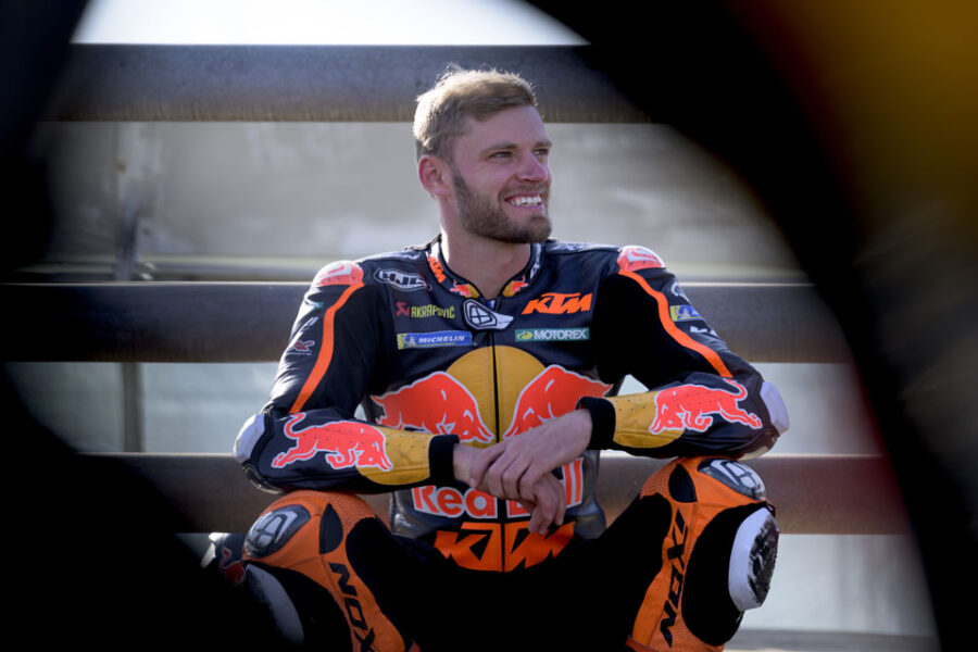 Brad Binder is seen during the filming of Superlap in Johannesburg, South Africa