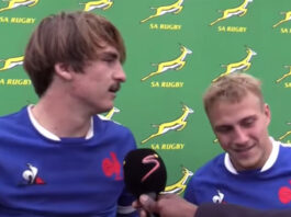 French U18 player does post-match interview in Afrikaans