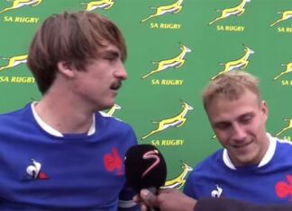 French U18 player does post-match interview in Afrikaans