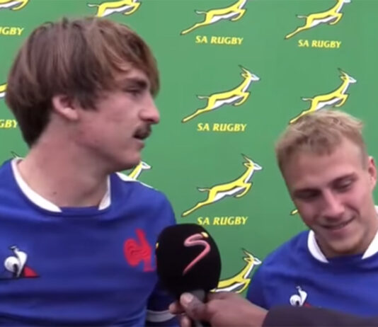 French U18 player does post-match interview in Afrikaans