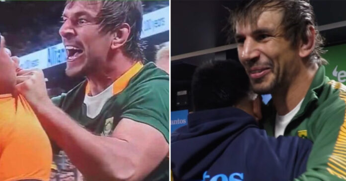 Eben-Allan-make-up-rugby-brawl Eben Etzebeth and Allan Alaalatoa Make Up After That Fuming Altercation in Sydney. Photo: video screenshot