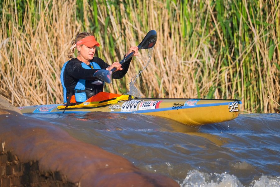 Bridgitte Hartley successfully defended her Women's Fish K1 title in the final leg of the 2022 Fish River Canoe Marathon on Saturday.