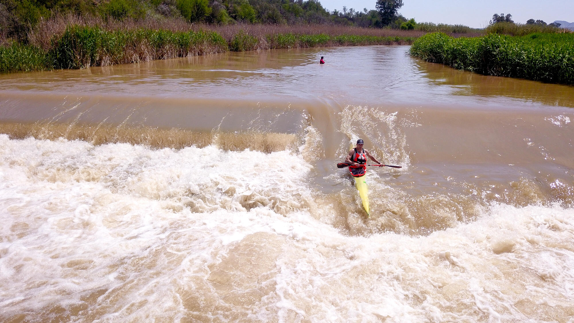 Andy Birkett shoots Gauging Weir on final stage of the 2022 Fish River Canoe Marathon on Saturday.