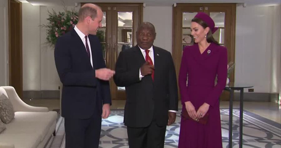 Prince William and Princess Catherine greet S. Africa's Ramaphosa on state visit
