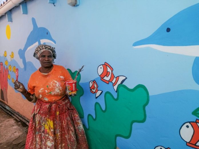Xhora mouth village bulungulapainter-danielsteyn-20221101_extra_large Nolethile Bokoda repainted the rondavels and common area at Bulungula Lodge. Photo: Mkhuseli Sizani