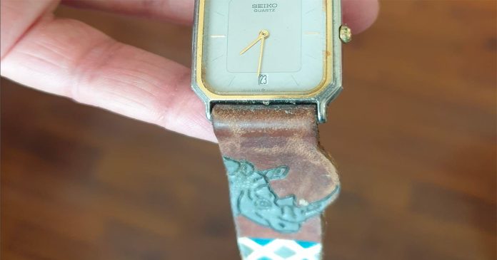 lost-watch-australia-rhino Search On for Owner of Watch with Grey Rhino Etched On Leather Band