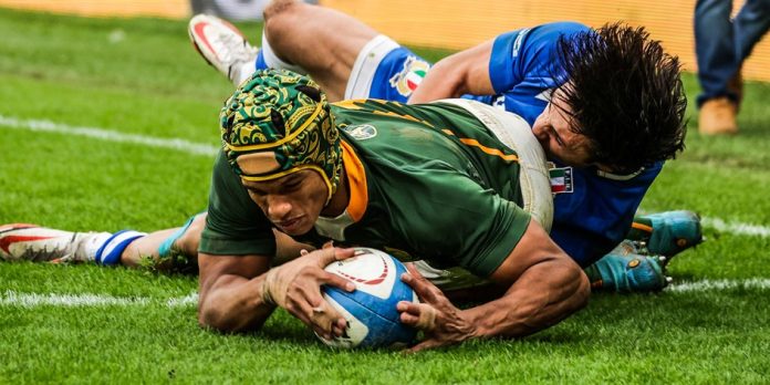 rugby 221119-kurt-lee-arendse-springboks RUGBY: Brilliant Boks Beat Italy in 1st Tour Victory