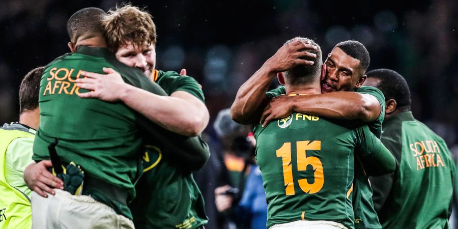 Celebrating Bok's first win over England at Twickenham since 2014.