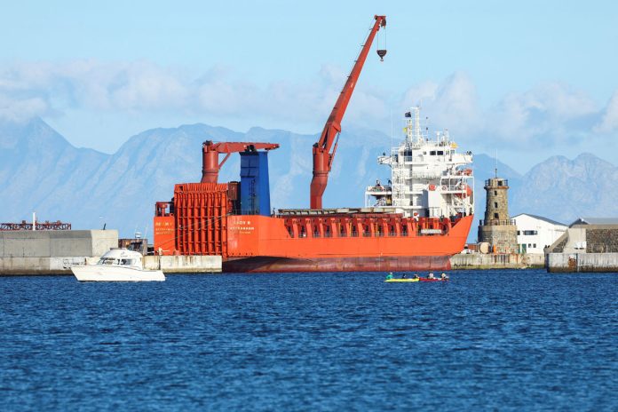 Russian roll-on/roll-off container carrier 'Lady R' docks at Simon's Town Naval Base in Cape Town Russian roll-on/roll-off container carrier 'Lady R' docks at Simon's Town Naval Base in Cape Town