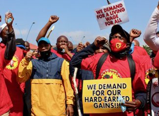 National minimum wage protest.