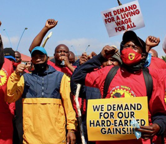 National minimum wage protest.