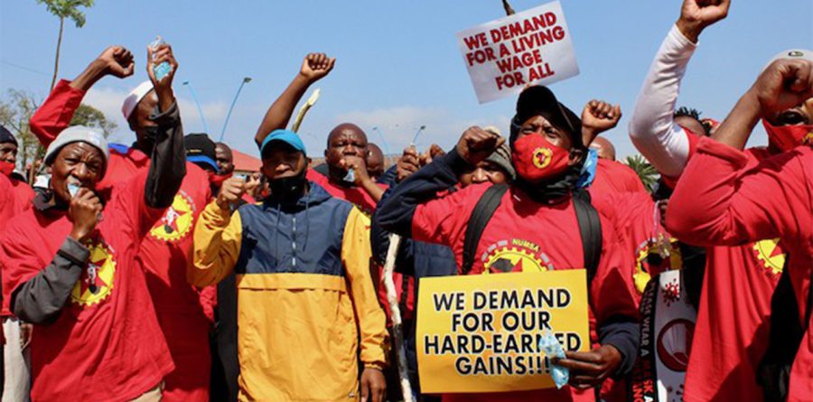 National minimum wage protest.