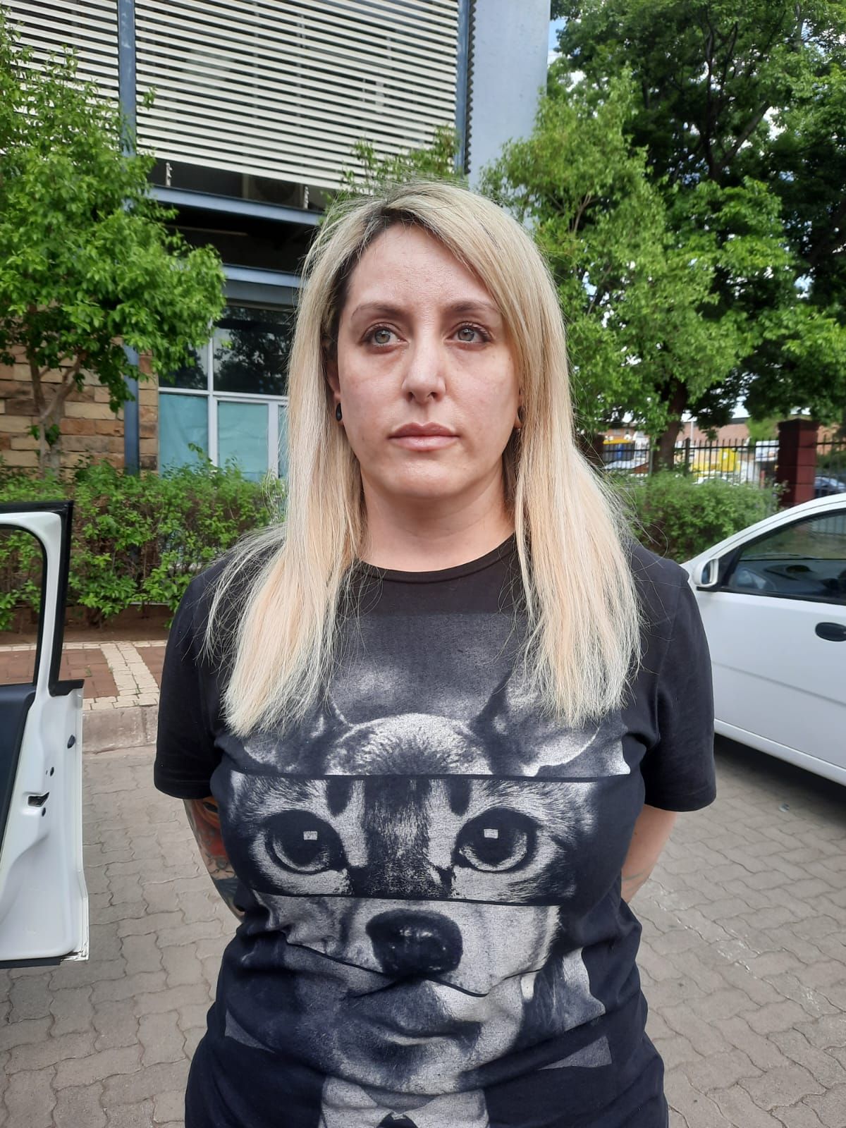 Fugitive Ruth Lawrence, 42, after her arrest by South African Police