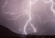lightning strikes water